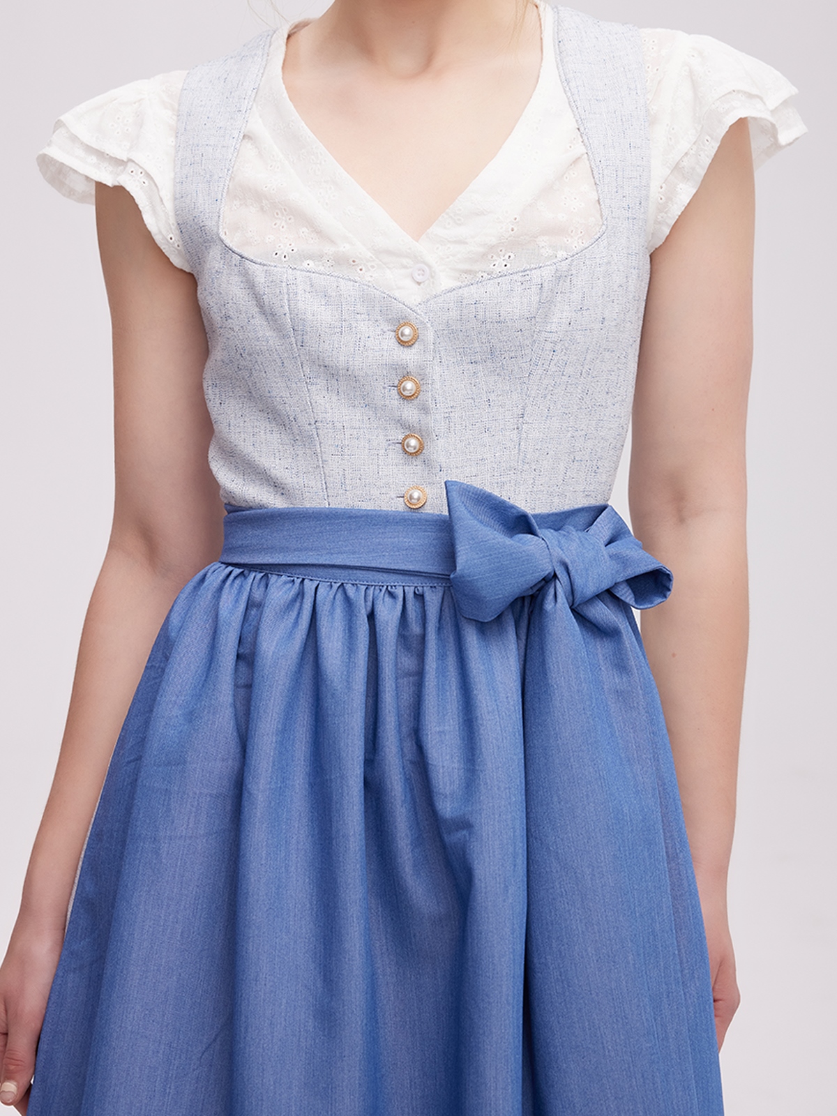 Dirndl Petrol Samt in eleganter Midi-Länge