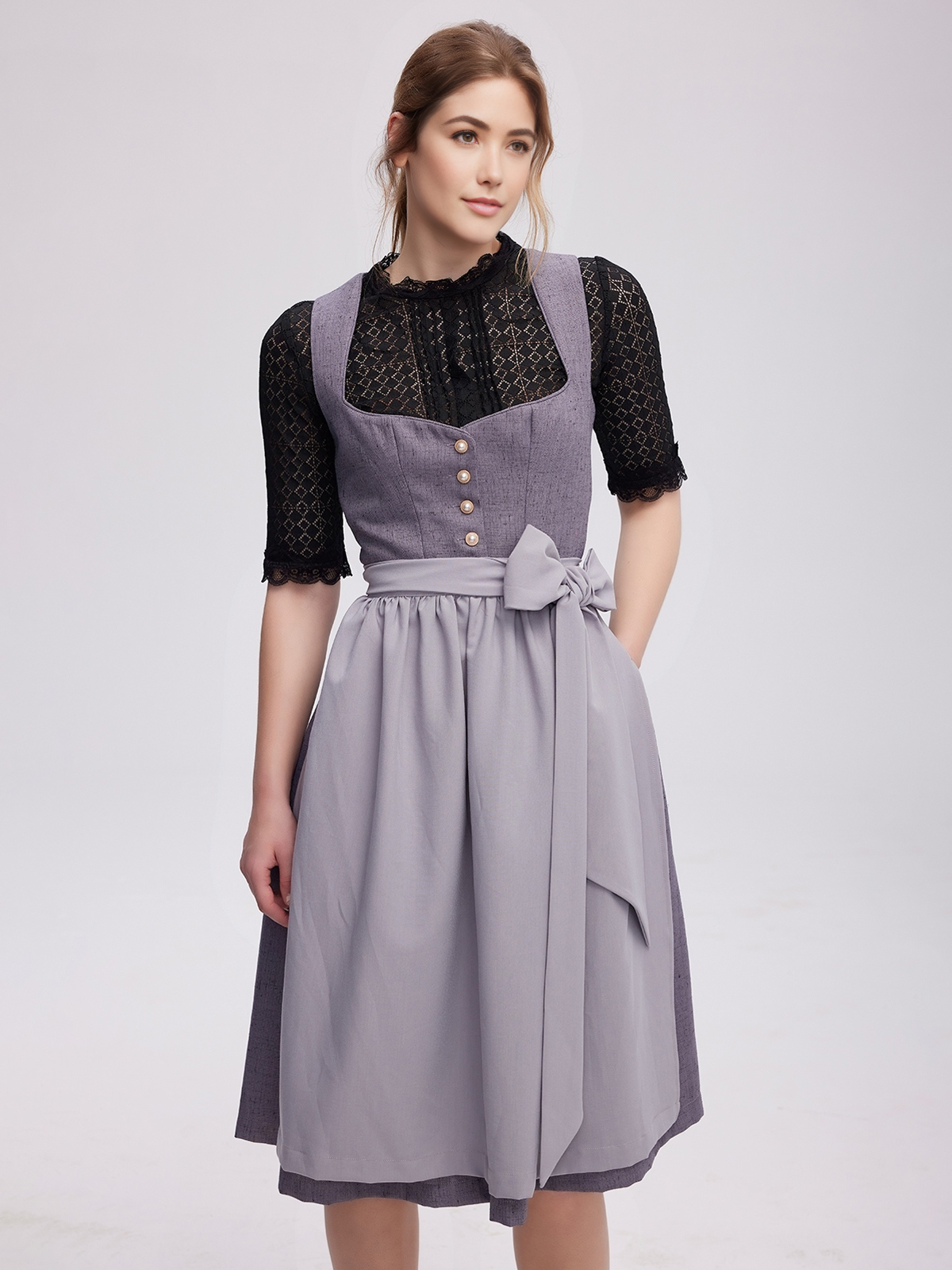 Dirndlbluse in Grau